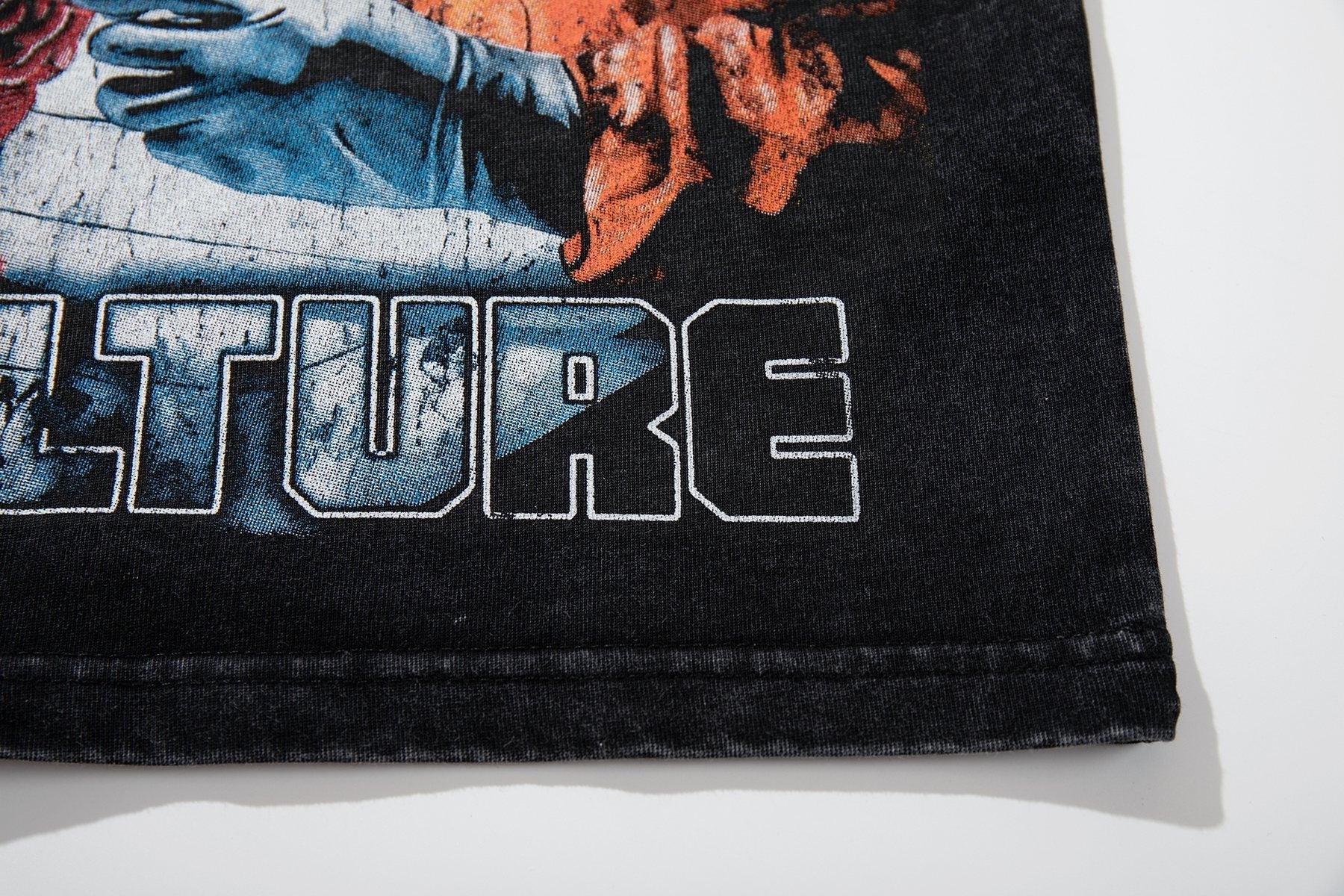 MAJESTIK Washed Black Rhinestone Graphic T-Shirt ¡ª detail