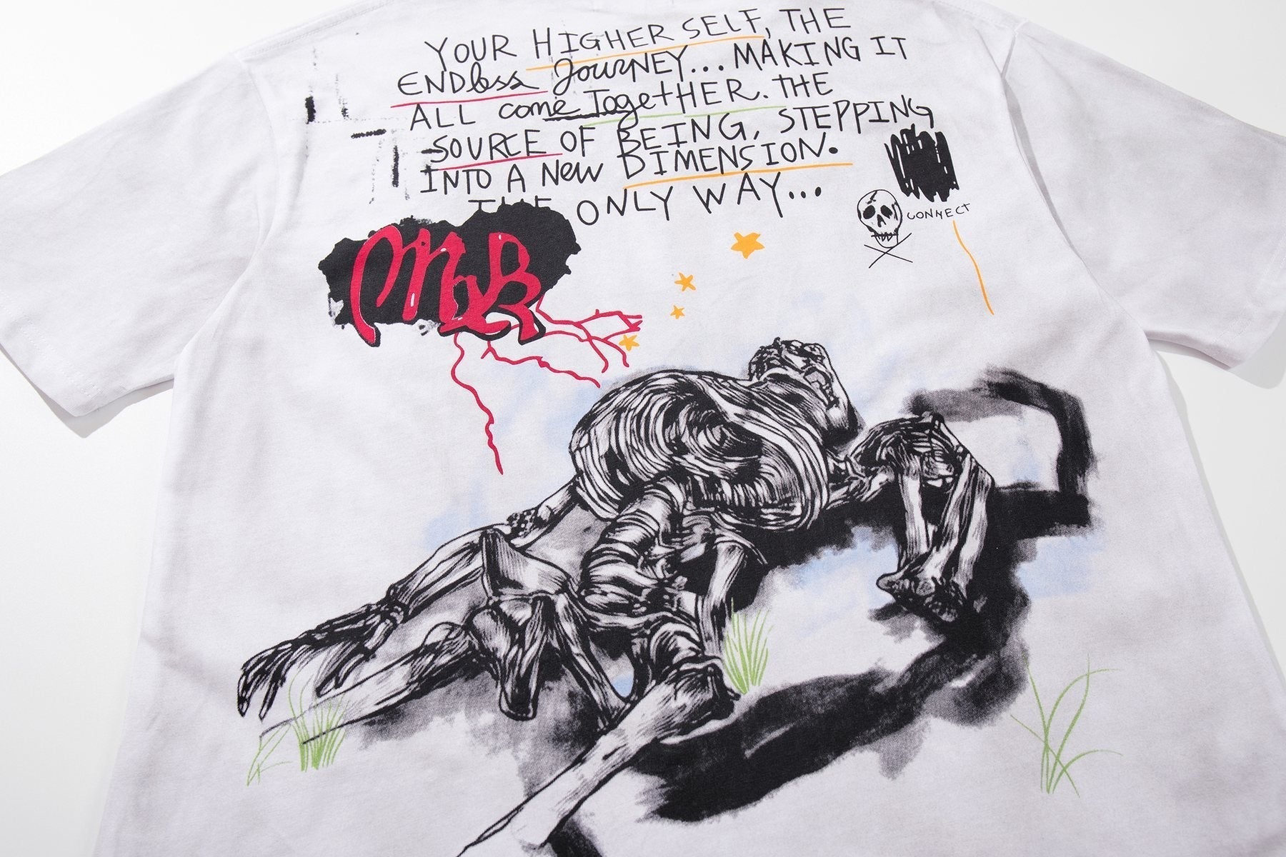 MAJESTIK Distressed Stone-Inlay Graphic T-Shirt ¡ª detail