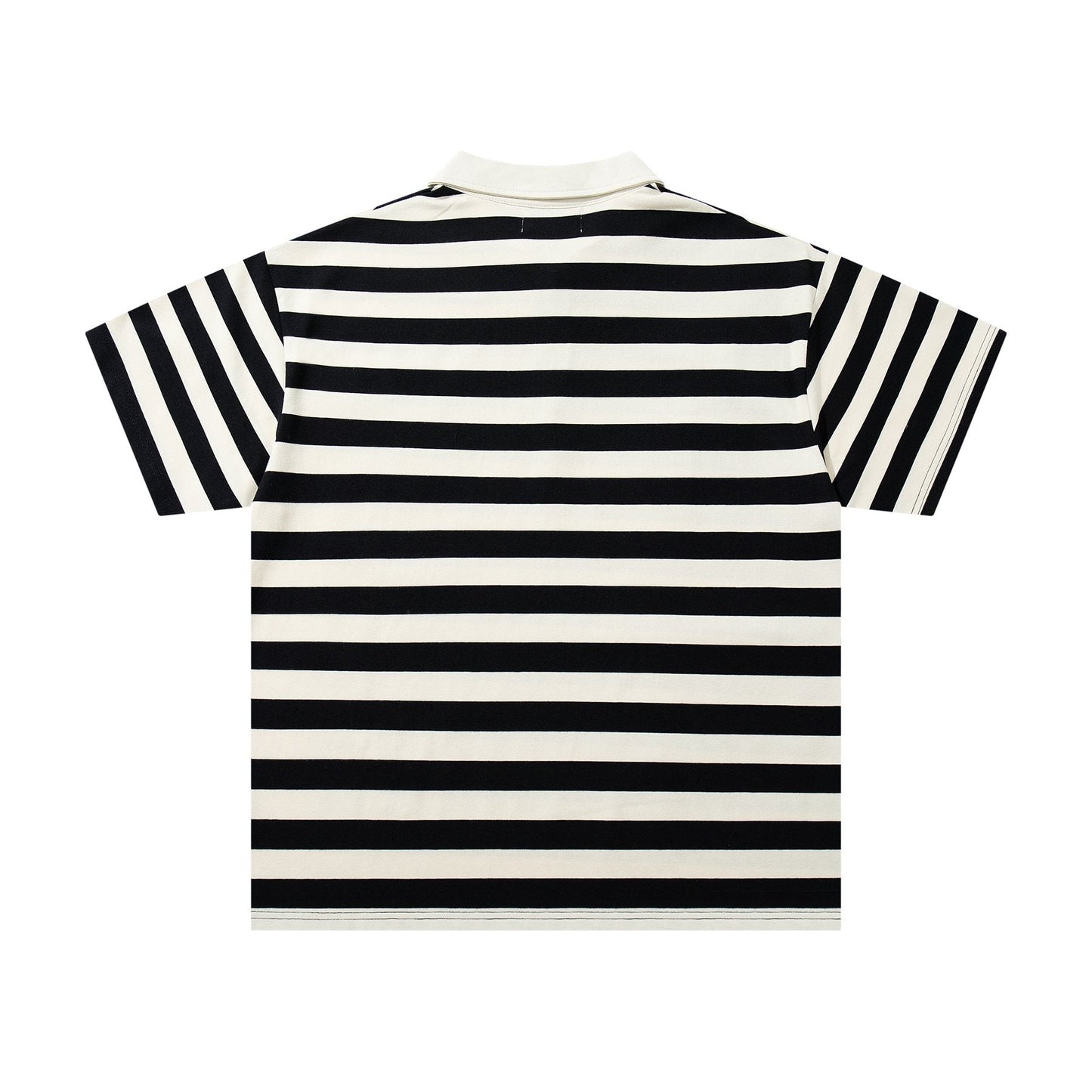 MAJESTIK Skull Graphic Striped Zip-Collar T-Shirt ¡ª back