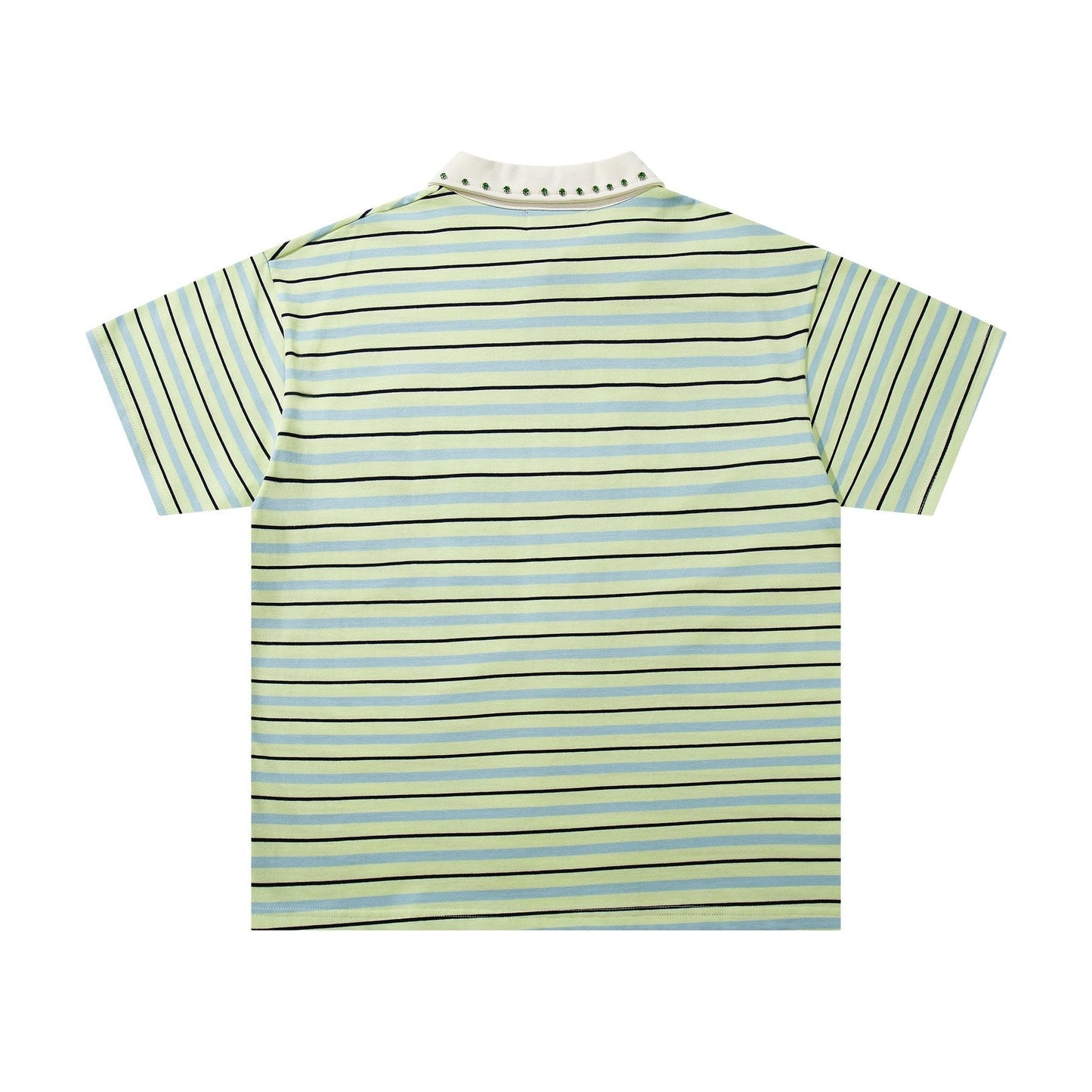 MAJESTIK Mint Green Striped Half-Zip Polo Shirt ¡ª back